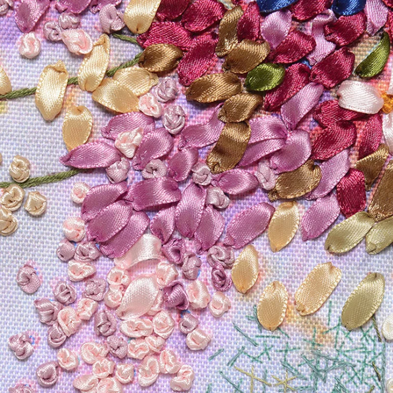 65X65cm Цветы DIY 3d вышивания крестиком работа иголкой незаконченная вышивка лентой