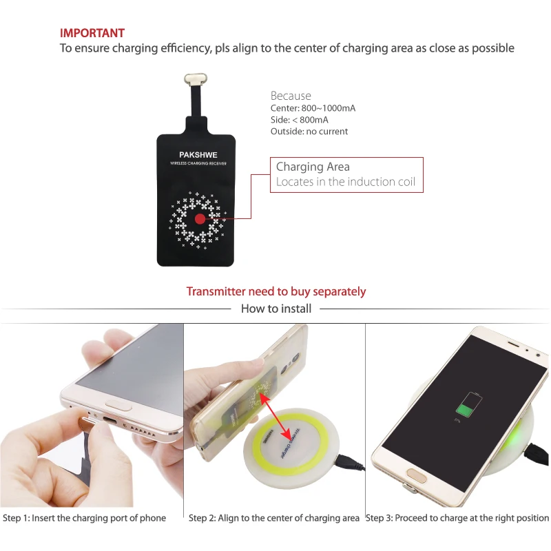 type c qi wireless charger receiver 5w fast charging ti chip adapter for huawei honor note 8 all android usb c devices free global shipping