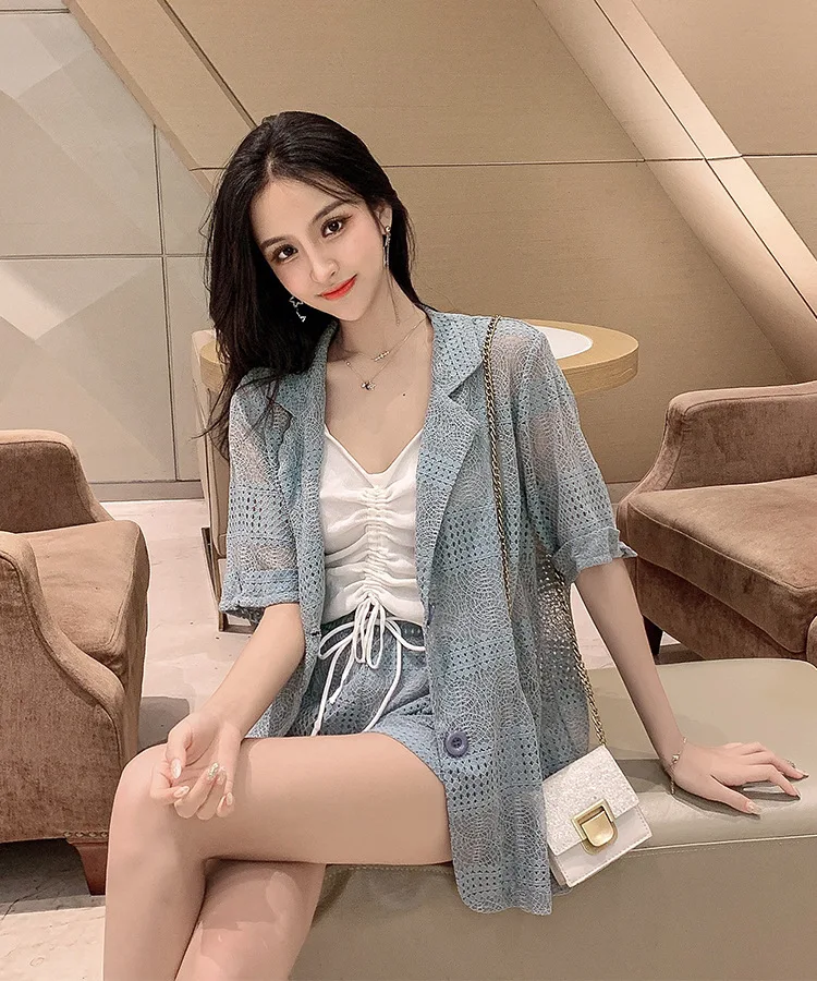 Новинка лета 2020 Корейская версия маленького пиджака шорты с широкими штанинами