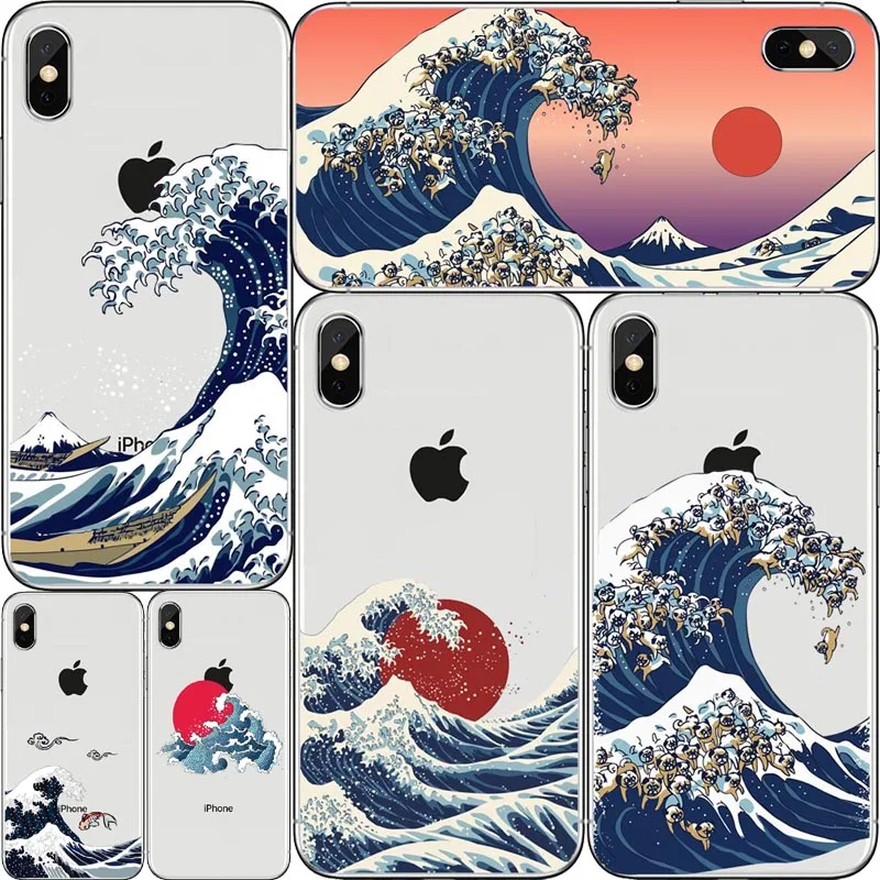 The Great Wave off Kanagawa задняя крышка мягкий чехол для телефона чехлы iPhone 7 6s 6 8 8Plus X XS 11 12