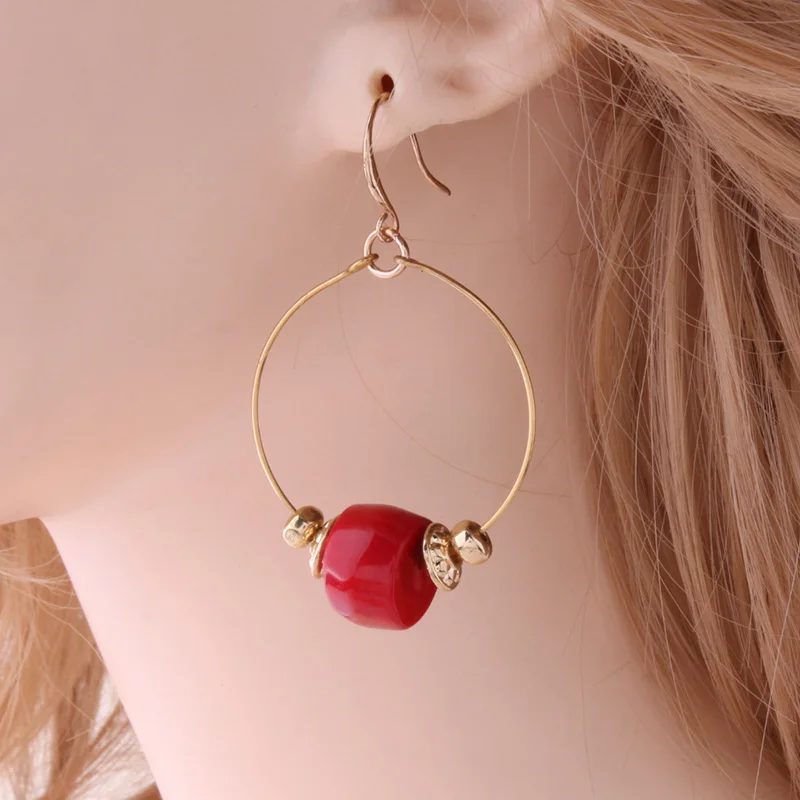 Висячие серьги NeeFu WoFu для женщин из натурального камня Коралловая Серьга в виде