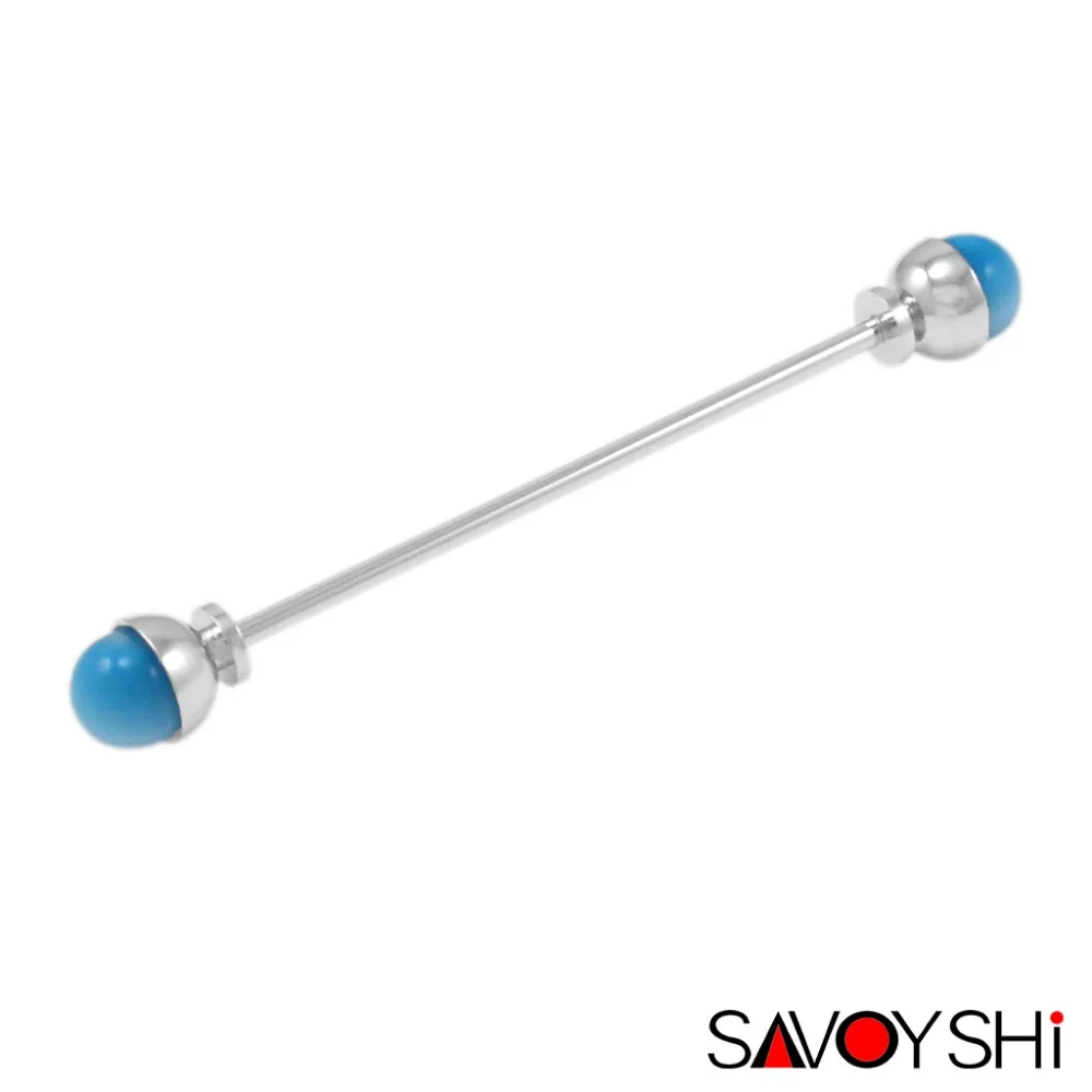 Blue Savoyshi фирменный посеребренный мужской s рубашка французский воротник булавка Новогодняя брошь бар застежка зажим штанга лацкан палка мужские ювелирные аксессуары - Окраска металла: Blue