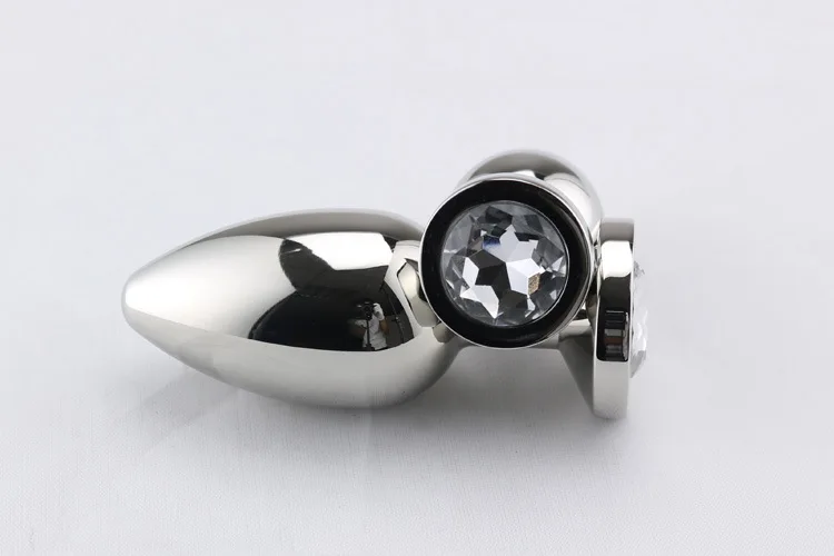 Анальная пробка из металла и нержавеющей стали тяжелая массажная бриллиант