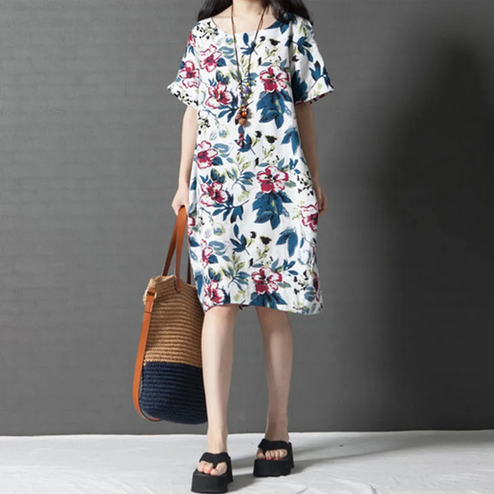 5XL летнее платье для женщин в винтажном стиле Цветочный принт пляжное девочек с