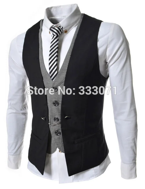 Новинка 2017 года дизайнерский темно синий и черный мужской жилет модный на заказ