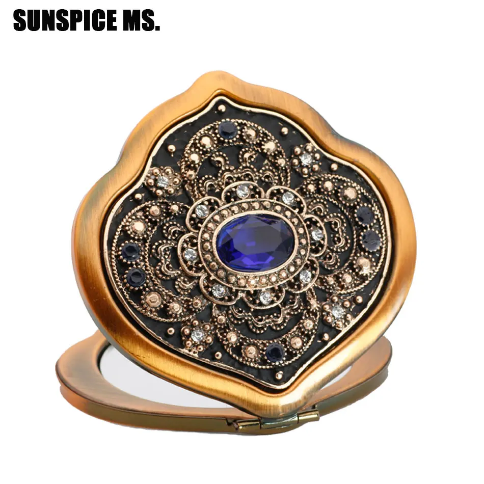 Винтажное турецкое женское зеркало для макияжа большое металлическое