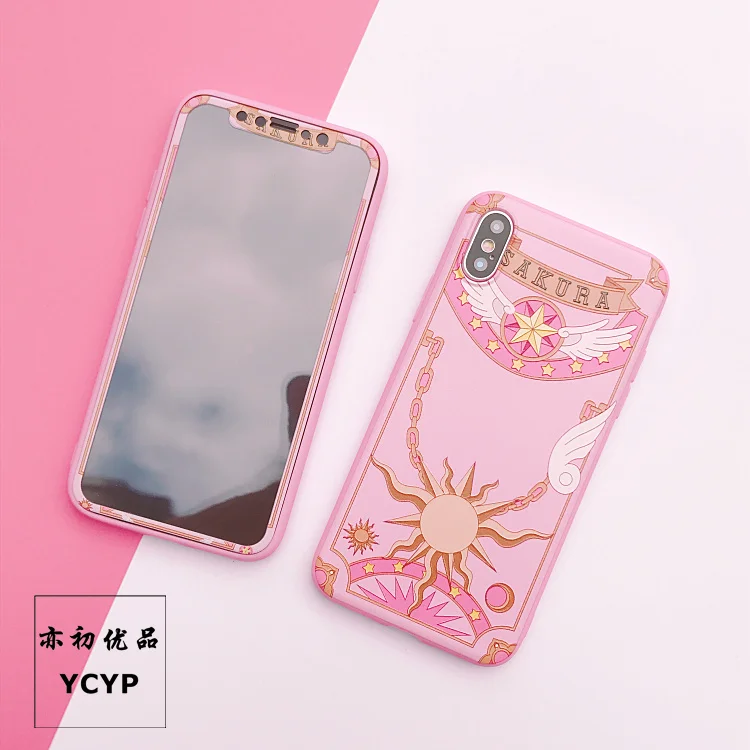 Для iphone XS Max милый Cardcaptor Sakura задний Чехол+ пленка для экрана из закаленного стекла, Девушка Мягкий чехол для iphone X XR 6 7 8plus
