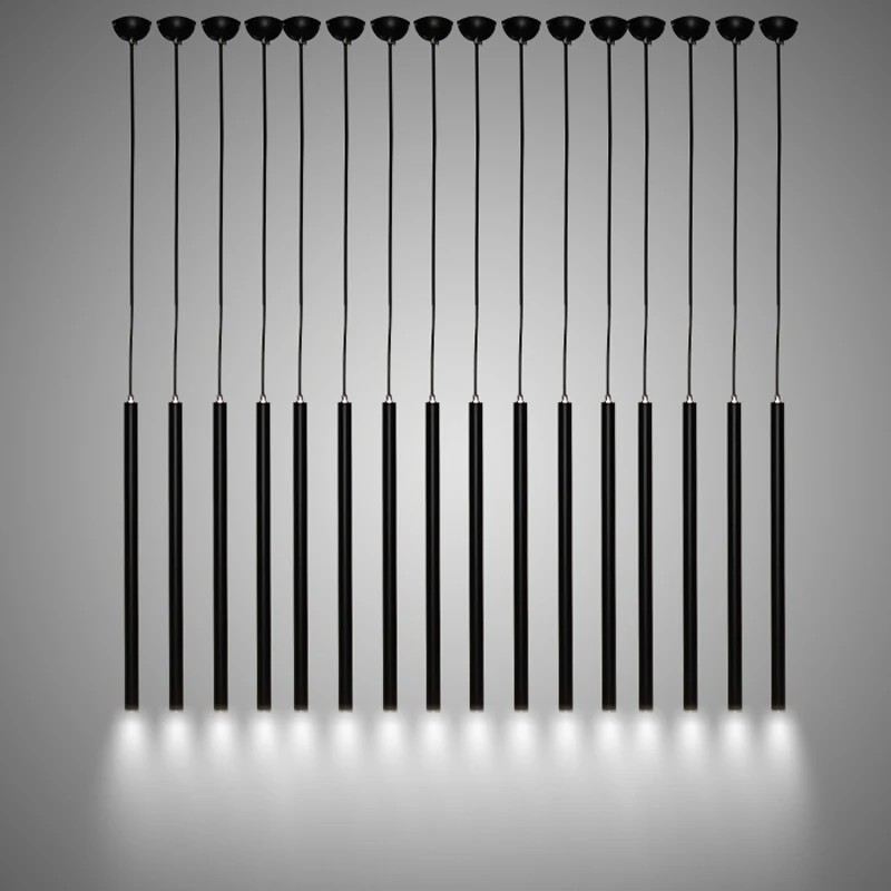 Современная черная светодиодная Подвесная лампа для столовой простая