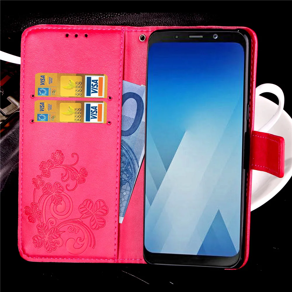 luxury shockproof funda cover For Samsung Galaxy A8 2018 case Flip Leather Stand Wallet Coque for Plus | Мобильные телефоны и