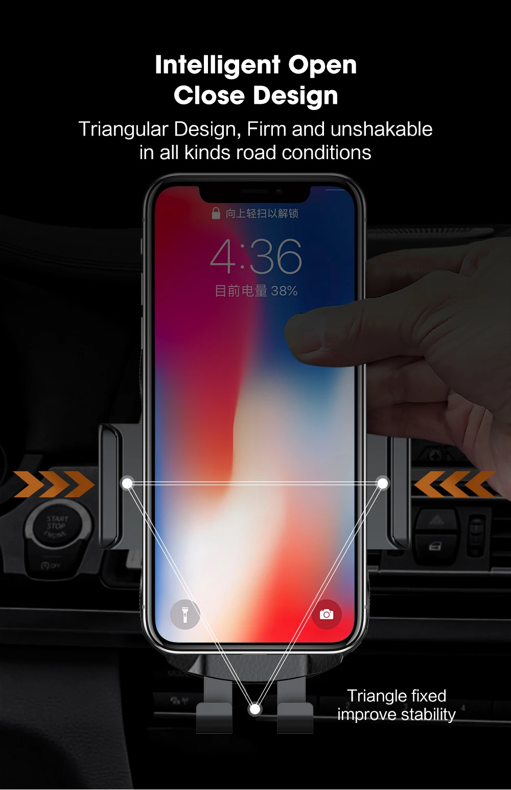 SIKAI автомобильный держатель зарядная док-станция для iPhone X Xs samsung Fold Интеллектуальная Индукционная 10 Вт Беспроводная зарядная док-станция для huawei MateX