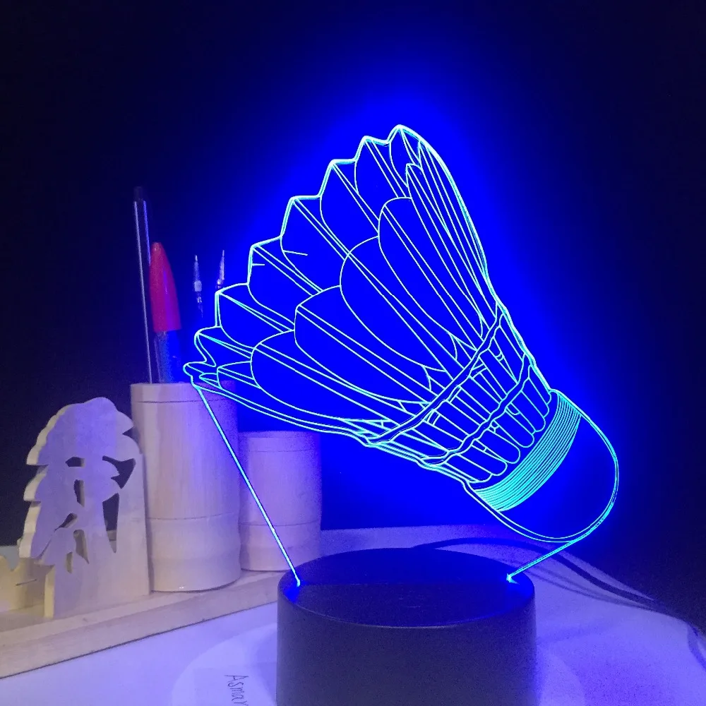 3D ночник для бадминтона USB 7 цветов меняющиеся светодиодсветодиодный настольные