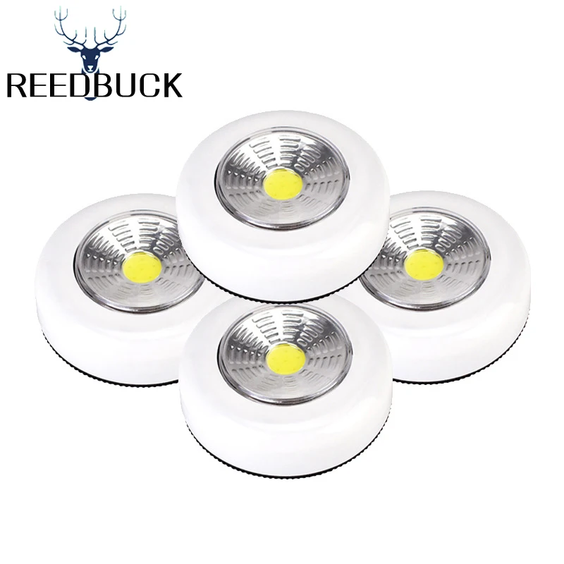 

6 Pcs Led Night Lamp Mini Push Switch Emergency Night Light For Cabinet Closet Wall Round Touch Portable Cob Lights High Bright