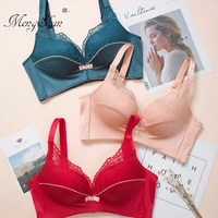 new pattern lace splicing flower like face thickening cup wireless bras comfortable side collection breast collection lingerie