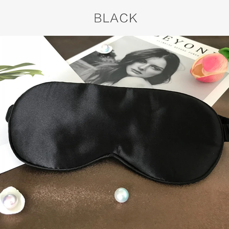 Black Натуральная высококлассная шелковая маска для сна тутового шелкопряда, повязка на глаза для путешествий, расслабляющая повязка для сна 19 Momme - Цвет: Black