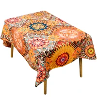 ethnic style tablecloth retro cotton linen art square round table cloth