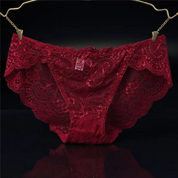 WP133 deep red Сексуальные кружевные прозрачные трусики, бесшовное нижнее белье для женщин, стринги, трусы для девушек, calcinhas M L XL, сексуальные трусики, нижнее белье - Цвет: WP133 deep red