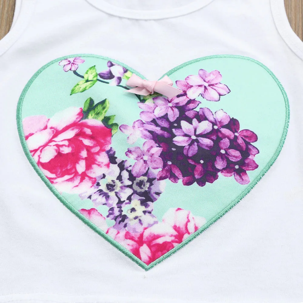 Комплект детской одежды из 3 предметов топ + шорты повязка на голову с цветочным