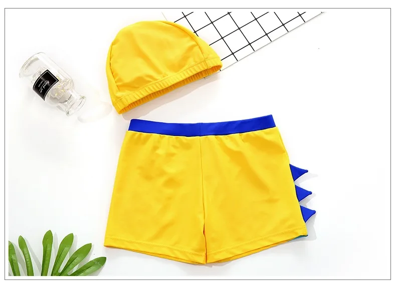 2019 Baby Boy Swimwear Kid Boys Swimsuit Cartoon Dinosaur Letter Cotton Beach Wear Birefs+Hat Swimming Suit Casual |