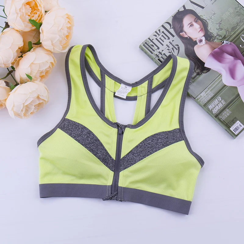 

Professional Shockproof Sports Bra Women Running Fitness Yoga Bra Front Zipper Bra Double Women's Quick-drying Brassiere Sport