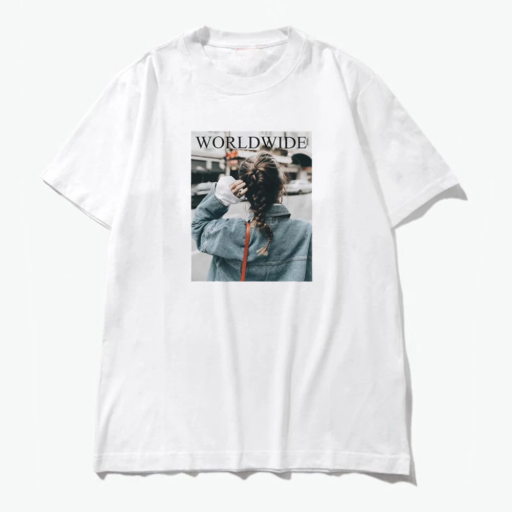 Новинка 2019 года летняя футболка для женщин Хлопковая женская с круглым вырезом и