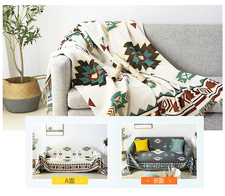 Boho Geometric Knitted Blankets Ethnic Blanket Anti-Mite Throw Towel Sofa Decorative Bed Decor Tassel Wall Tapestry Covers
