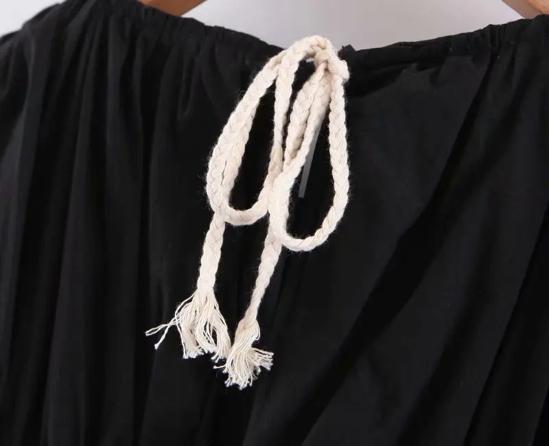 2019 женское модное черное платье с круглым вырезом без рукавов со складками