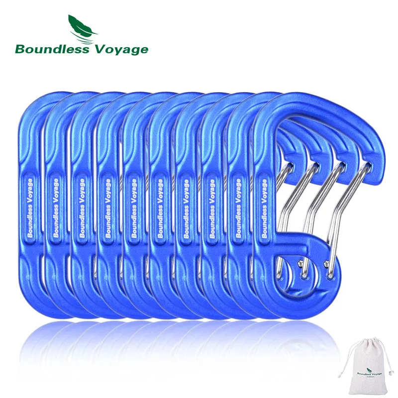 Blue-10pcs Безграничный вояж на открытом воздухе 10 шт. d-образные винтовые карабины алюминиевый сплав Кемпинг Альпинизм альпинистская проволока - Цвет: Blue-10pcs