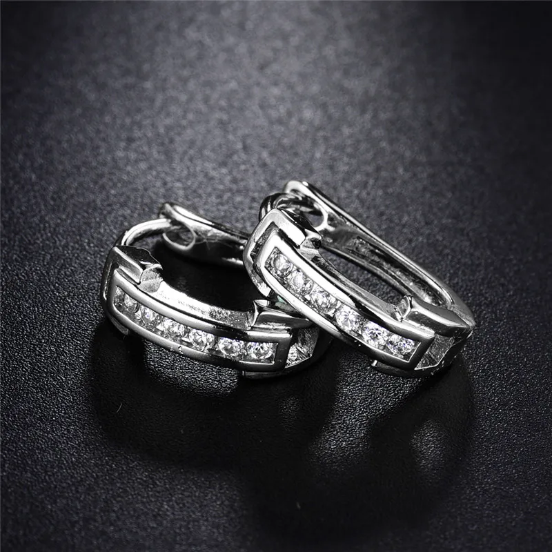 BUDONG Fashion Hoop Earrings for Women Infinity Silver/Gold Color Pave CZ Zirconia Casual Wedding Jewelry XUE141 | Украшения и