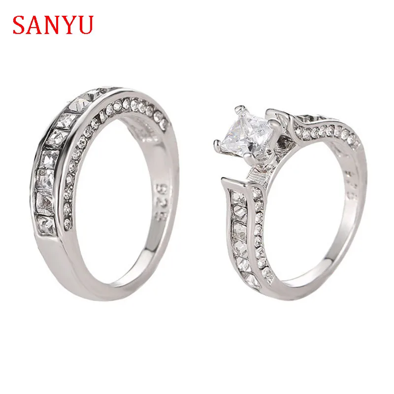 2 предмета/партия Романтический Цирконий Пара Кольца Серебряные Цвет любовь