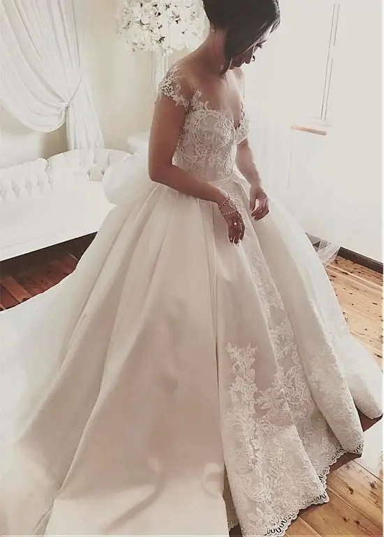 Платье для свадьбы кружевное винтажное с рукавами крылышками|Свадебные платья| |