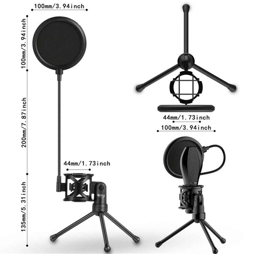 Mini Microphone POP Filter Shockproof Desktop Tripod Stand Mount Mic kits | Электроника