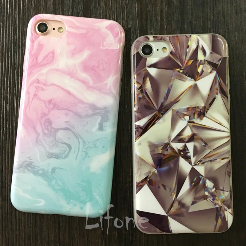 Мягкий ТПУ чехол Kerzzil для iPhone 6 7 8 6S Plus 5 SE глянцевый гранит и мрамор с