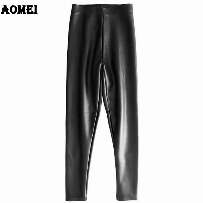 Женские леггинсы из искусственной кожи с флисовой подкладкой для холодной зимы