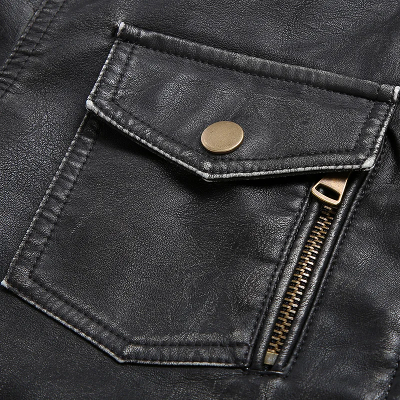 Leather jacket men motorcycle multi pocket zipper leather coat pu faux suede jacket male jaqueta couro motor montu Size 4XL 5XL