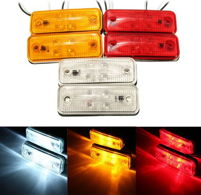 

10Pcs 4LED Truck Side Marker Lights Clearance Signal Lamp for 12V/24V Truck Trailer Lorry Red/Yellow/White