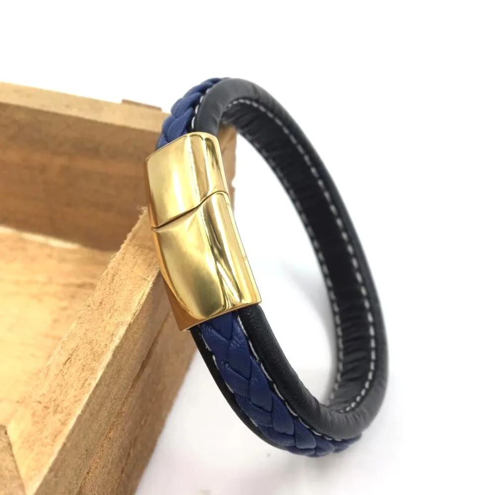 Мужские Кожаные плетеные браслеты из нержавеющей стали 8 цветов E0211 19