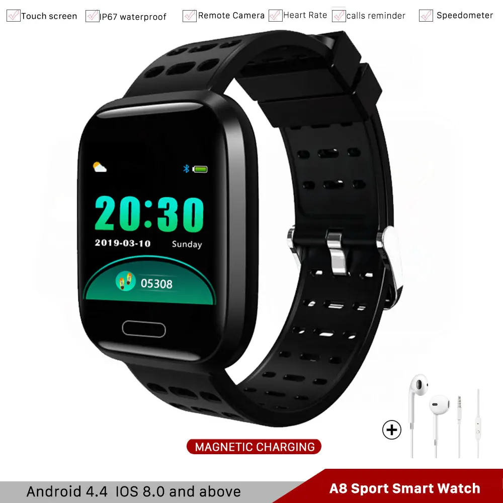A8 Смарт часы фитнес трекер умный Браслет сердечного ритма кровяное давление