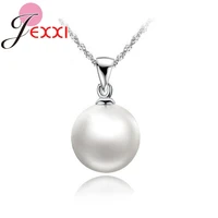 genuine 925 sterling silver white pearl pendant necklaces link chains jewelry accessories for women girl party supplies