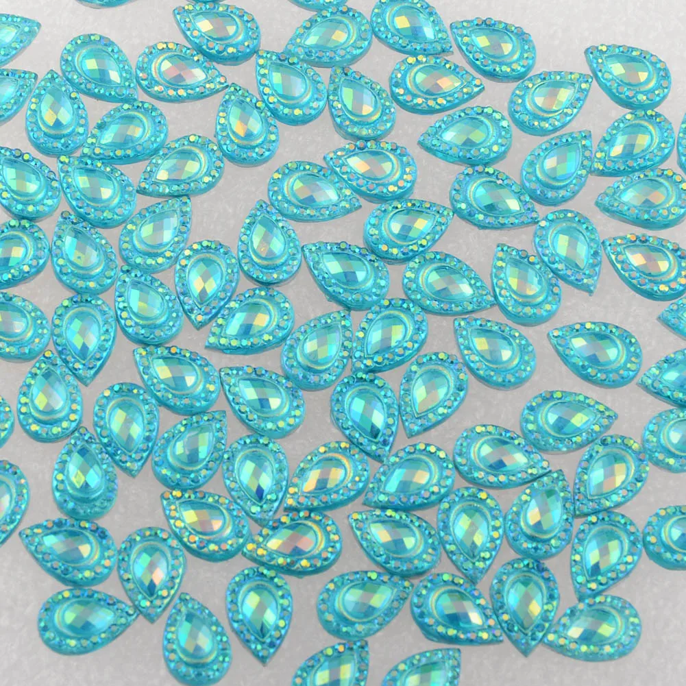 TM028-LightBlue-120P BOLIAO AB цветные стразы в форме капель Flatback 120 шт 8*12 мм(0,31*0,47 дюйма) эпоксидный клей на ремесле/Свадебные украшения DIY - Цвет: TM028-LightBlue-120P