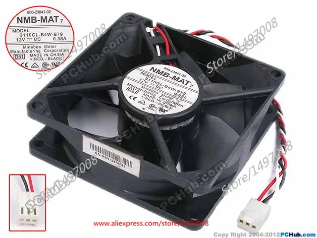 

NMB-MAT 3110GL-B4W-B79 D51 DC 12V 0.38A 3-Wire 80x80x25mm Server Cooling Fan