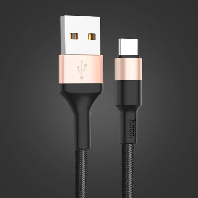 HOCO USB C кабель для samsung S9 S8 2A usb type C Быстрая зарядка кабель для Xiaomi Mi 8 A1 huawei Синхронизация данных USBC Шнур зарядное устройство Tipe C - Цвет: gold