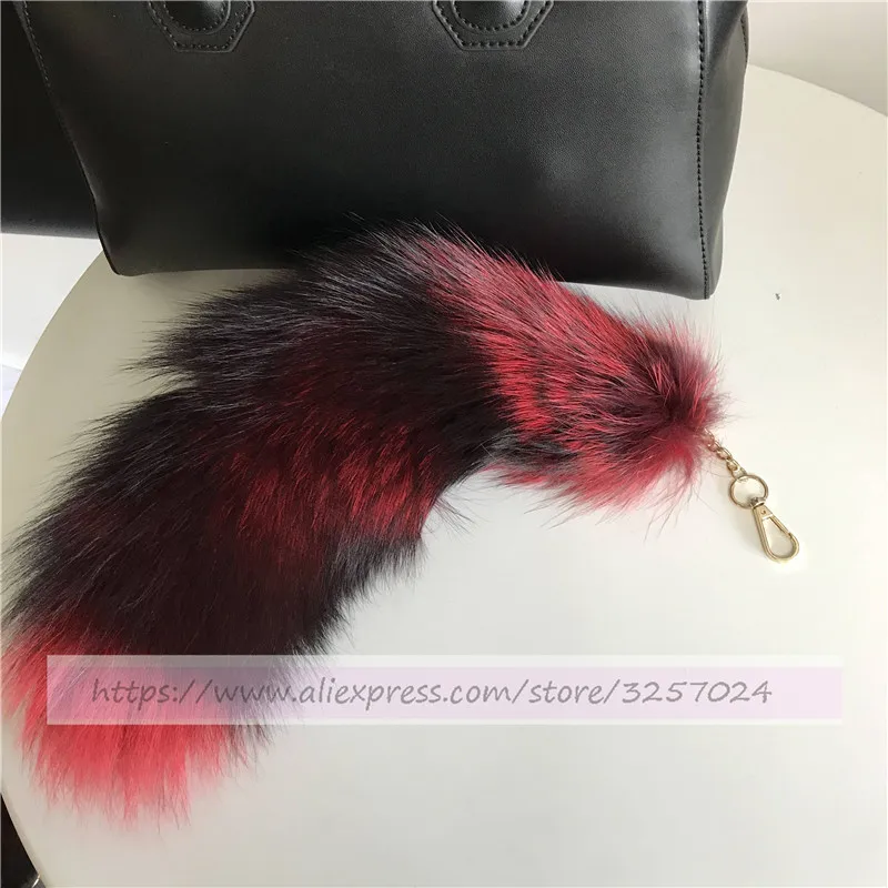 Red Magicfur-1 шт. 40 см цветная подвеска для ключей сумок из натурального меха серебристой лисы, брелок для косплея, подвеска с кисточками, аксессуары - Цвет: Red