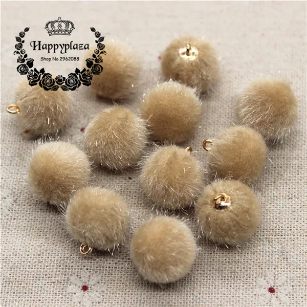 light brown 16 мм имитация норки мех покрытый бусины для изготовления ювелирных изделий кулон шар DIY материал серьги фурнитура серьги ручной работы аксессуары - Цвет: light brown