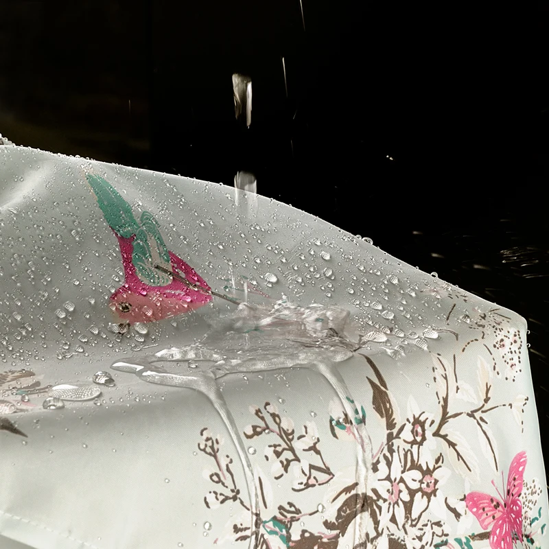 

Unique Flower and Bird Pattern Waterproof Shower Curtain For Bathroom Polyester Shower Curtain with Hook