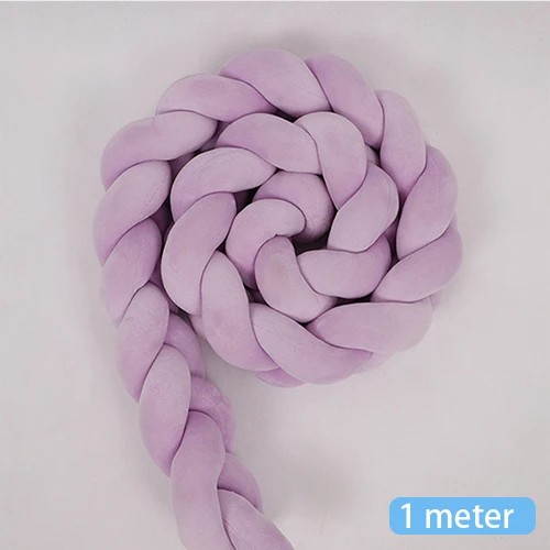 Purple-1M 1 м 2 м 3 м длина узел ручной работы Плетение Детская кровать бампер длинный завязанный детская кроватка бампер протектор Детская комната Декор плюш хлопок - Цвет: Purple-1M