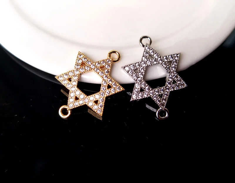 

10Pcs CZ Crystal Star Shape Double Bails Charm,CZ zircon Micro pave Connector,Jewelry Finding DIY Bracelet necklace making CT150