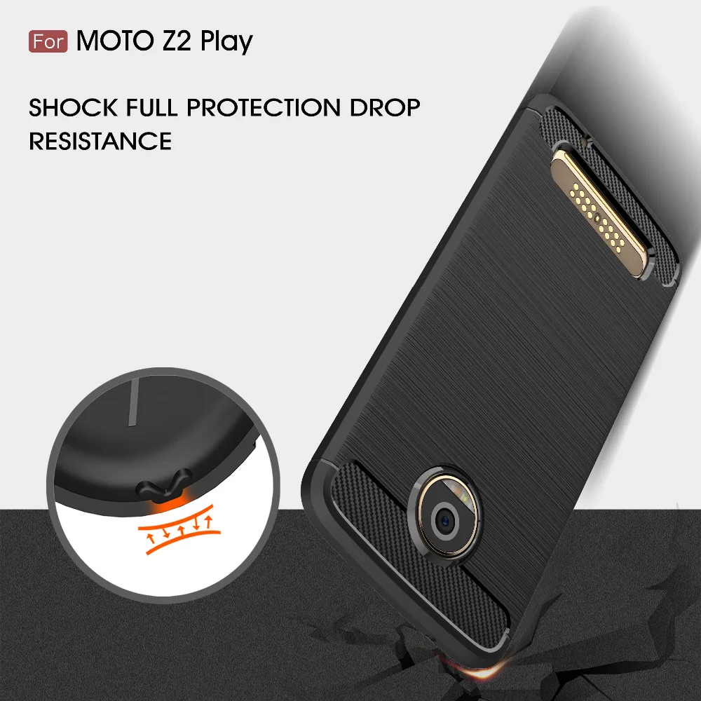 Чехол из углеродного волокна для moto Z2 play Brush прочный защитный чехол роскошный