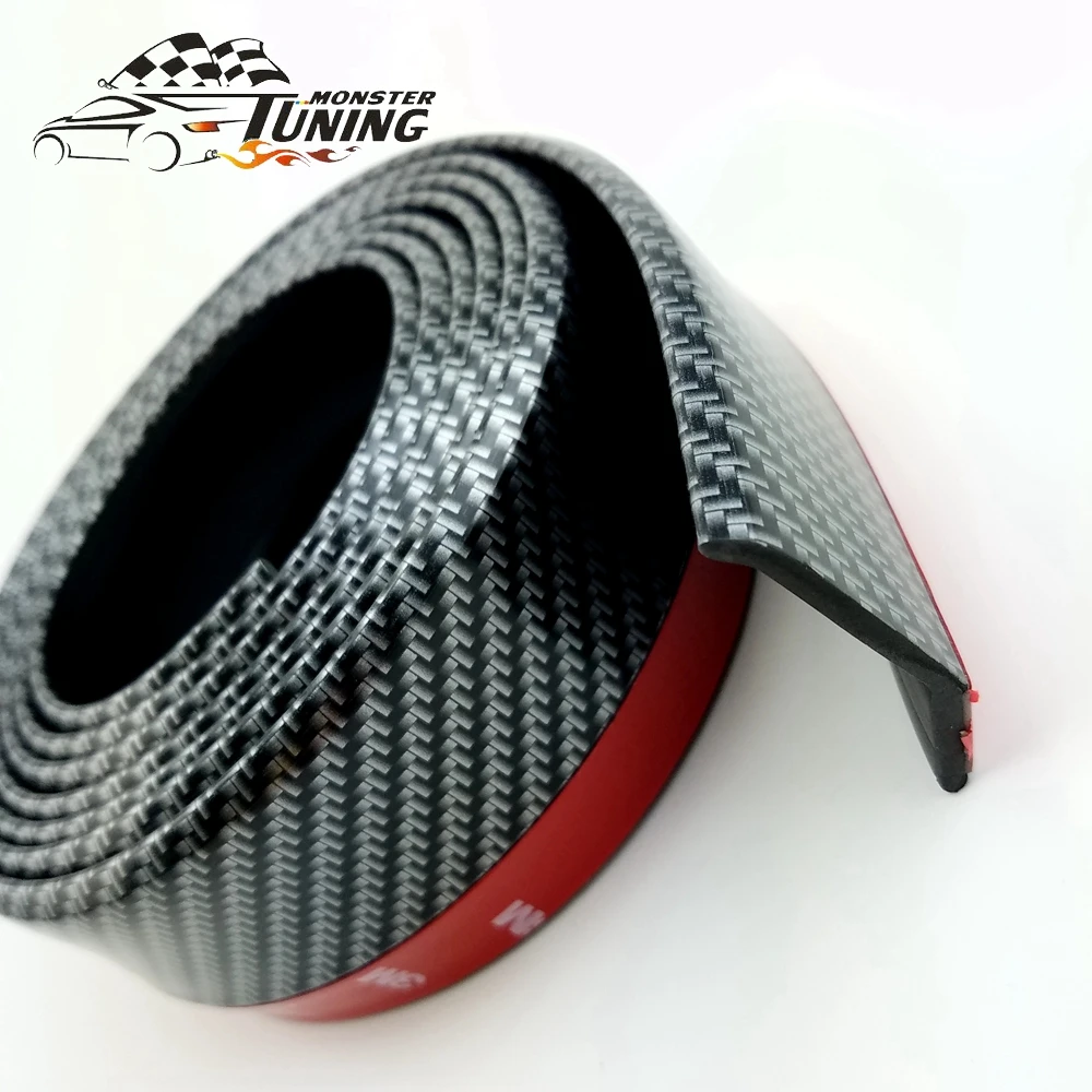 Тюнинг Monster Carbon fiber резиновая Мягкая полоса бампера автомобиля 65 мм ширина