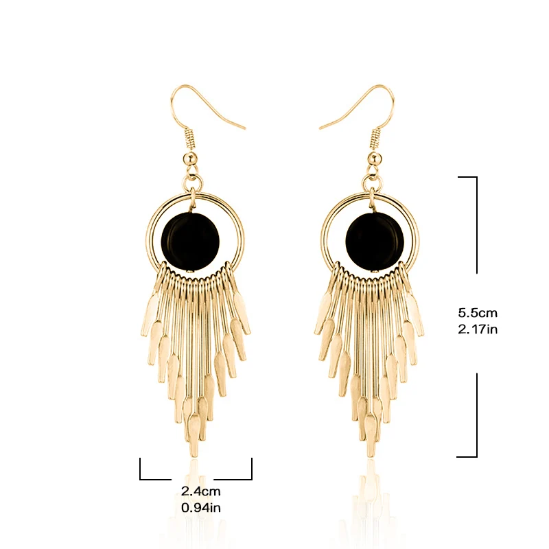 Gold Tassel C2b3 Геометрическая стежка цвета: золотистый, Серебристый Большой цепи серьги aretes oorbellen для женщин серьги большие серьги-подвески, чтобы лазить по ювелирные изделия - Окраска металла: Gold Tassel C2b3
