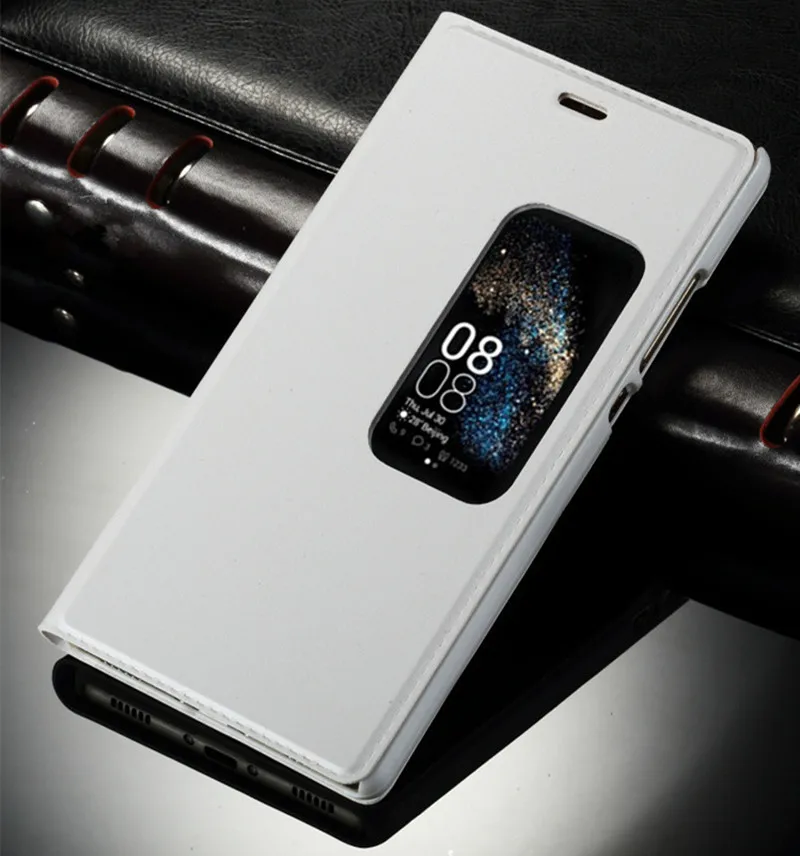White for P8 Для Huawei P8 чехол для P9 P9plus кожа Smart View Окно магнитной флип чехол держатель для карт для Huawei Ascend P8 чехол телефона - Цвет: White for P8
